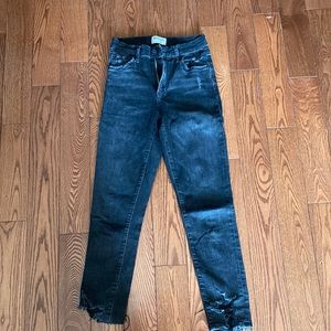 Agiles Black cropped ripped jeans